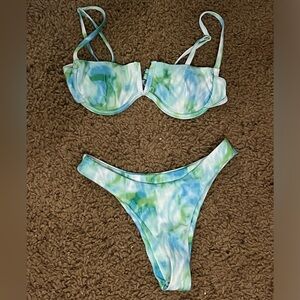 Tie dye earthy bikini set super cute